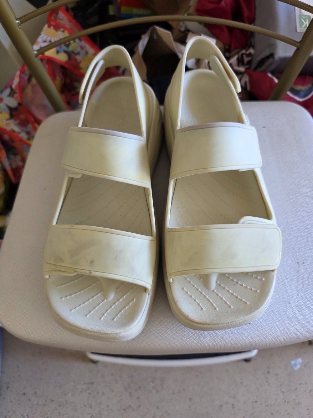 CROCS Women's Cream Backstrap Slide Sandals